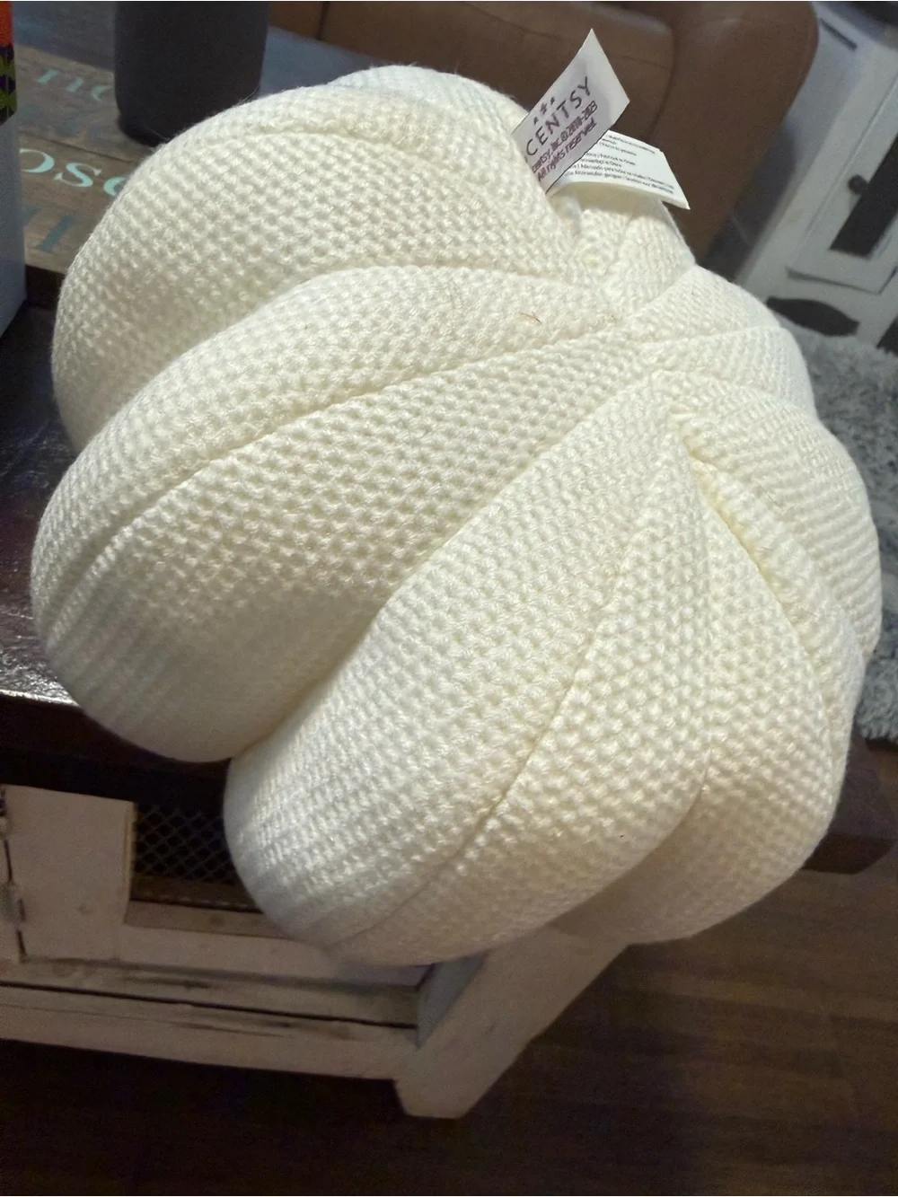 Scentsy Lumina Knit Pumpkin Pillow with Scent Bag Pocket
